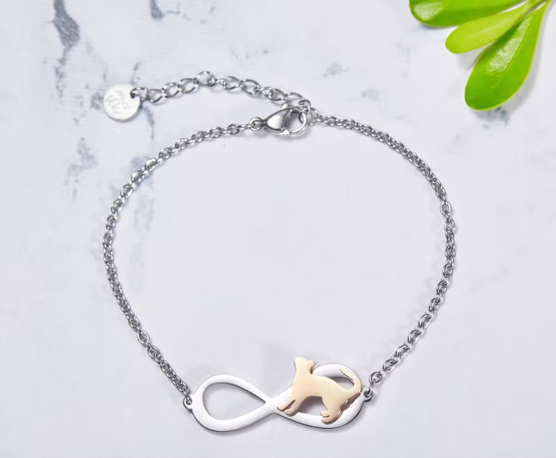 想玩耍的貓手鍊 - 永恆與貓系列-抗敏醫療鋼