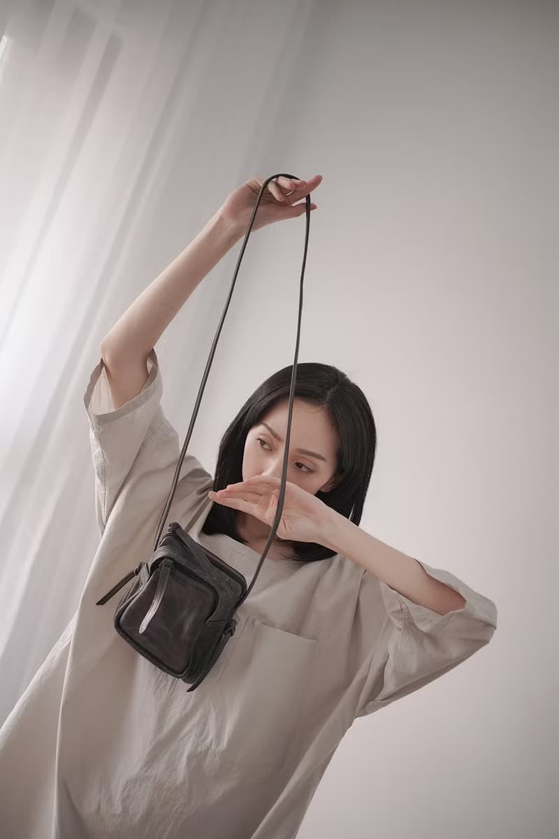 supportingrole真皮小物休閒真皮單肩斜背包側背包 黑