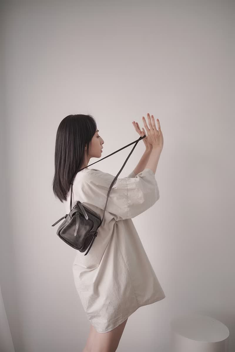 supportingrole真皮小物休閒真皮單肩斜背包側背包 黑