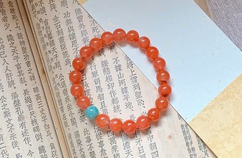 聽風樓。天然飄花南紅瑪瑙手鏈 天河石 民族風氣質闢邪平安復古