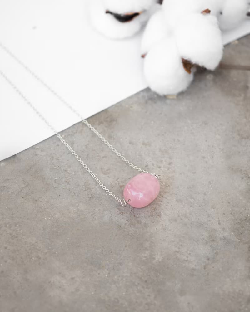 Madagascar Rose Quartz Necklace, 925 Silver, Libra Crystal, Mother's Day Gift
