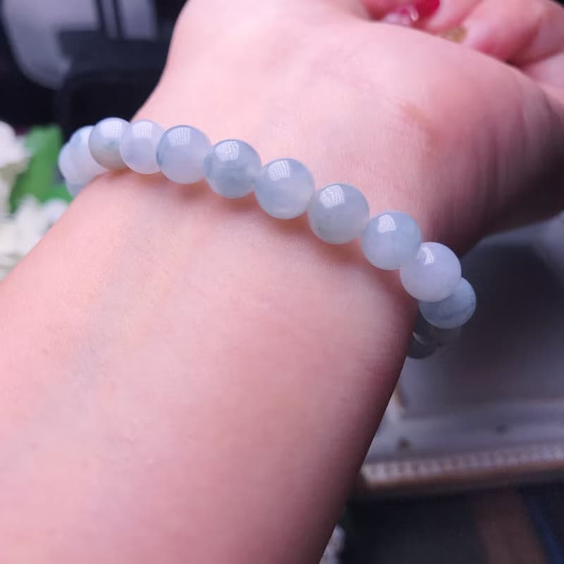 【好運連連】冰種紫羅蘭翡翠手珠 | 天然緬甸玉A貨翡翠 | 送禮