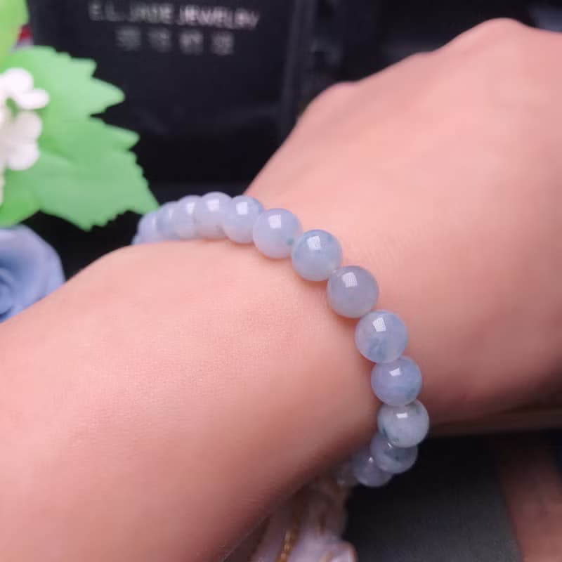 【好運連連】冰種紫羅蘭翡翠手珠 | 天然緬甸玉A貨翡翠 | 送禮