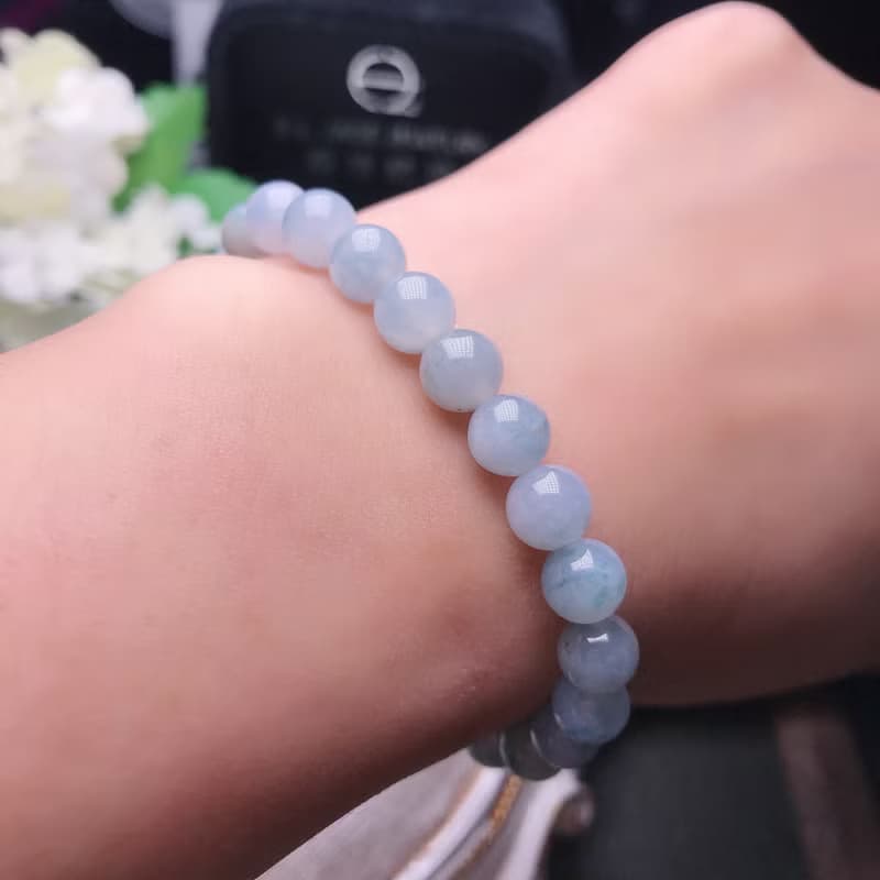 【好運連連】冰種紫羅蘭翡翠手珠 | 天然緬甸玉A貨翡翠 | 送禮
