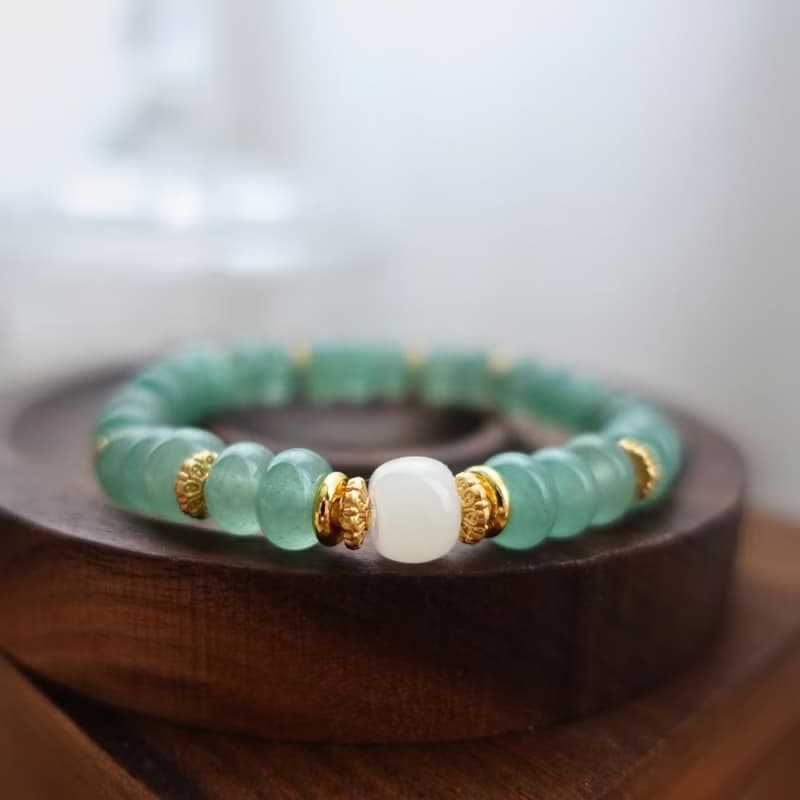 水潤翠綠 靜謐光澤 東陵玉 天山翠白玉 高級典雅能量手鍊 手串