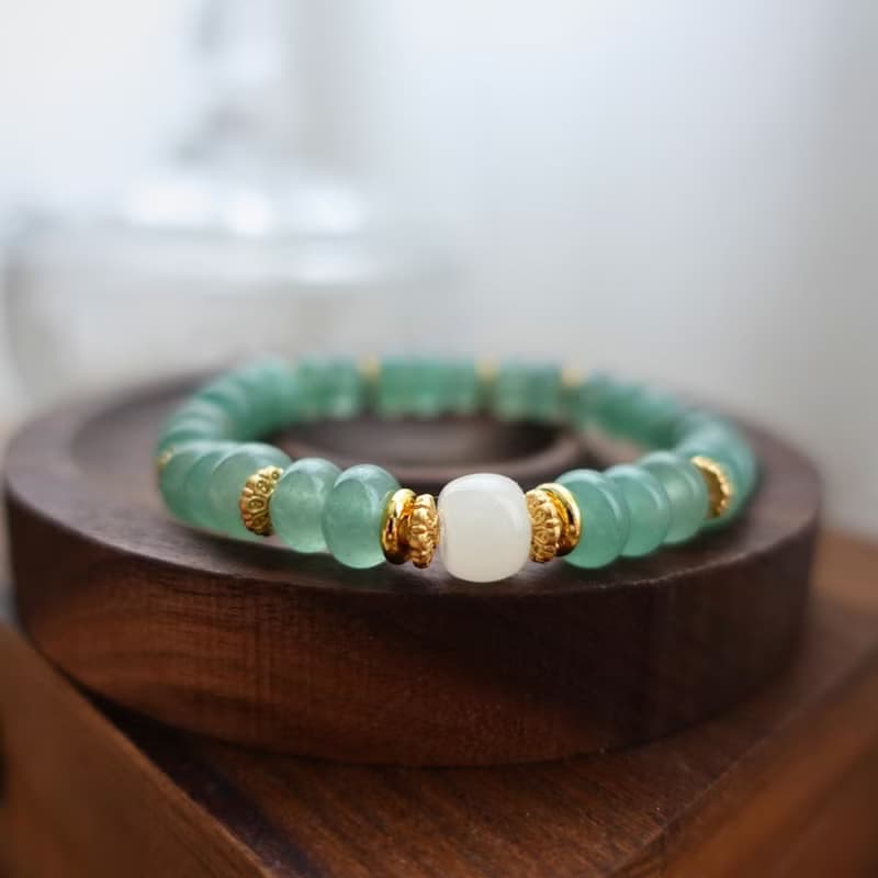 水潤翠綠 靜謐光澤 東陵玉 天山翠白玉 高級典雅能量手鍊 手串