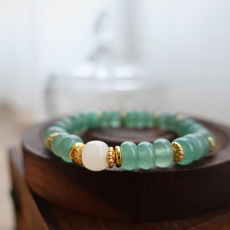 水潤翠綠 靜謐光澤 東陵玉 天山翠白玉 高級典雅能量手鍊 手串