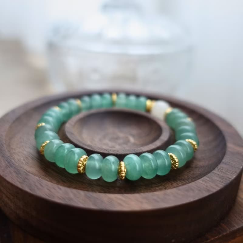 水潤翠綠 靜謐光澤 東陵玉 天山翠白玉 高級典雅能量手鍊 手串