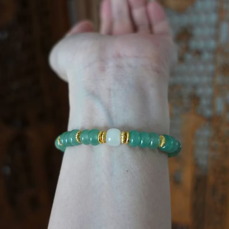 水潤翠綠 靜謐光澤 東陵玉 天山翠白玉 高級典雅能量手鍊 手串