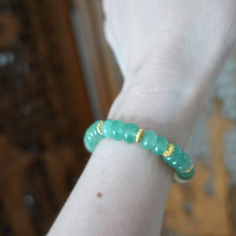 水潤翠綠 靜謐光澤 東陵玉 天山翠白玉 高級典雅能量手鍊 手串