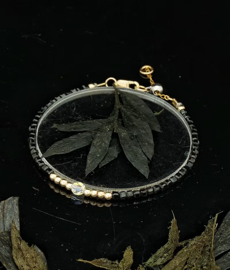 日本 Cenfill 鋼絲 2.5mm 黑尖晶 14KGF Swarovski 水晶手鍊