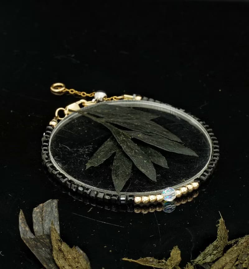 日本 Cenfill 鋼絲 2.5mm 黑尖晶 14KGF Swarovski 水晶手鍊