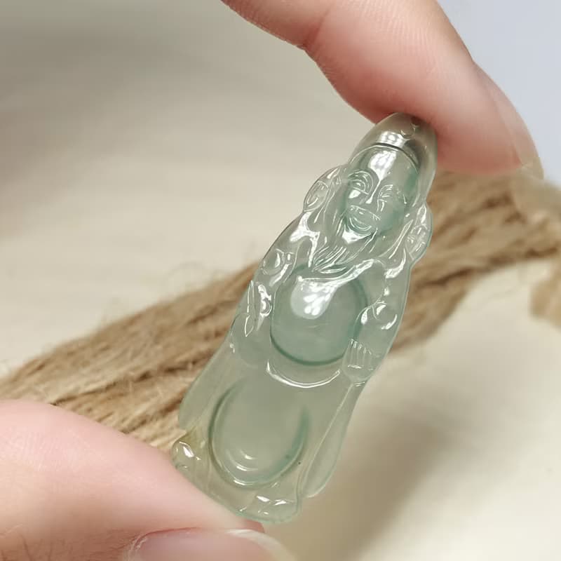 冰種翡翠財神爺 | 天然緬甸玉A貨翡翠 | 送禮