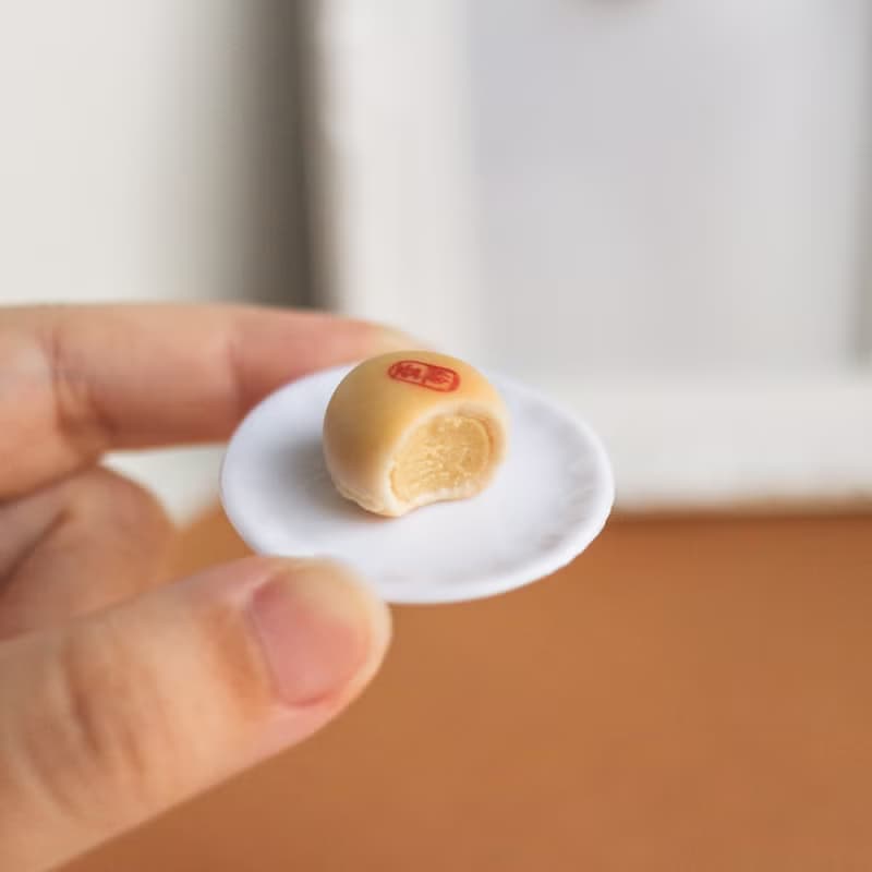 綠豆椪 咬一口 單顆 單耳 耳環 中秋節mooncake 黏土人 袖珍