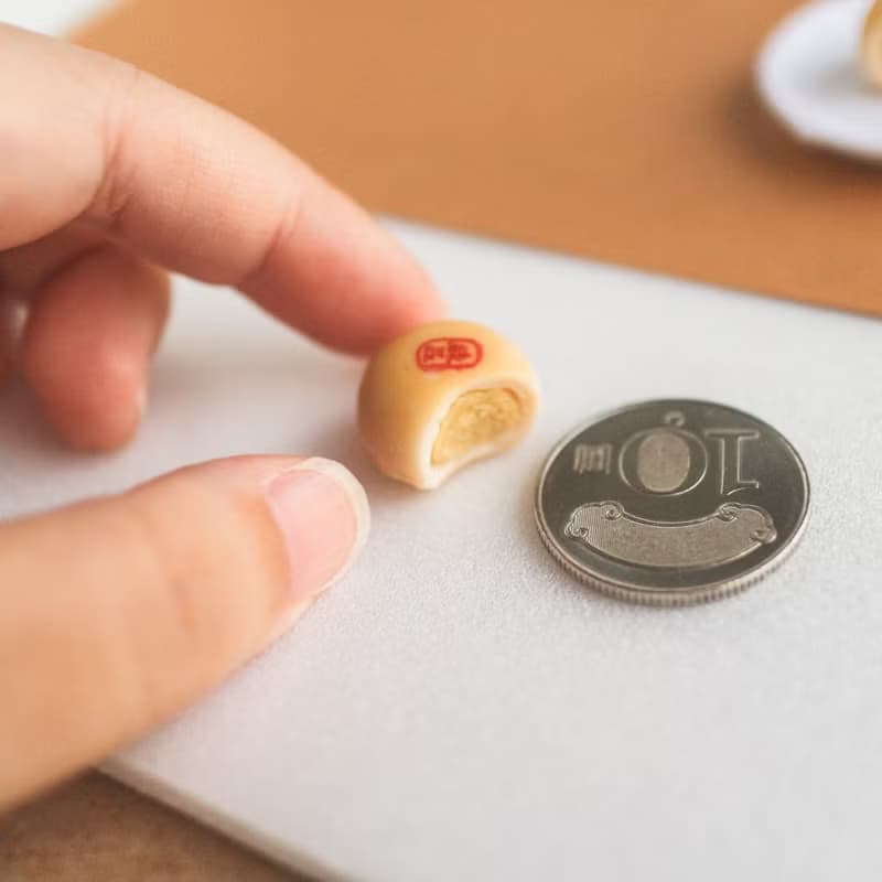 綠豆椪 咬一口 單顆 單耳 耳環 中秋節mooncake 黏土人 袖珍