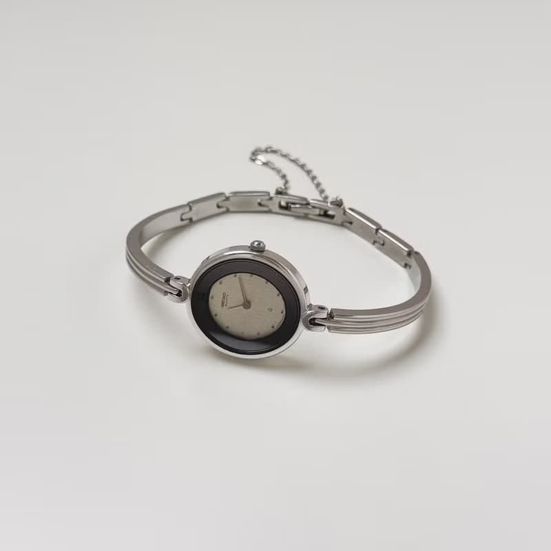 Seiko Silver Tone Bangle Style Bracelet Watch