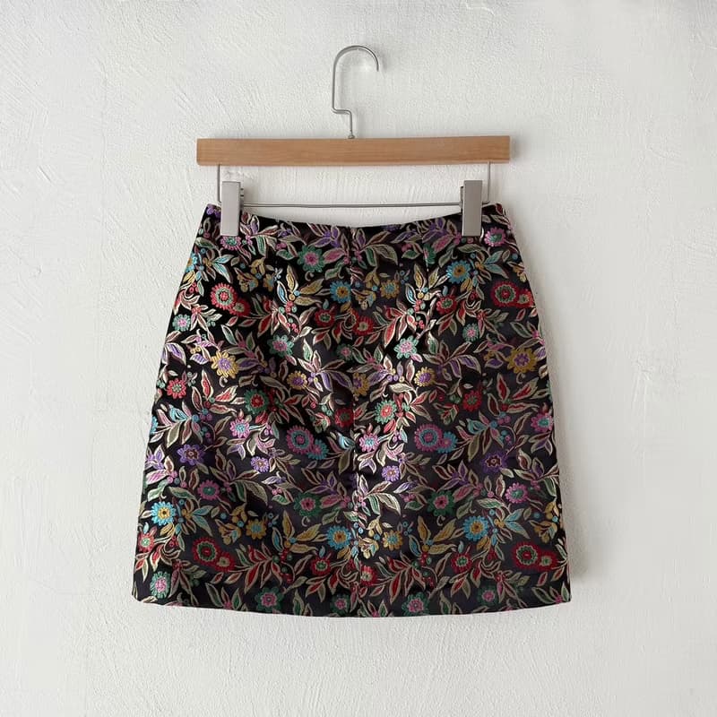 訂製系列-緞面刺繡小A字裙