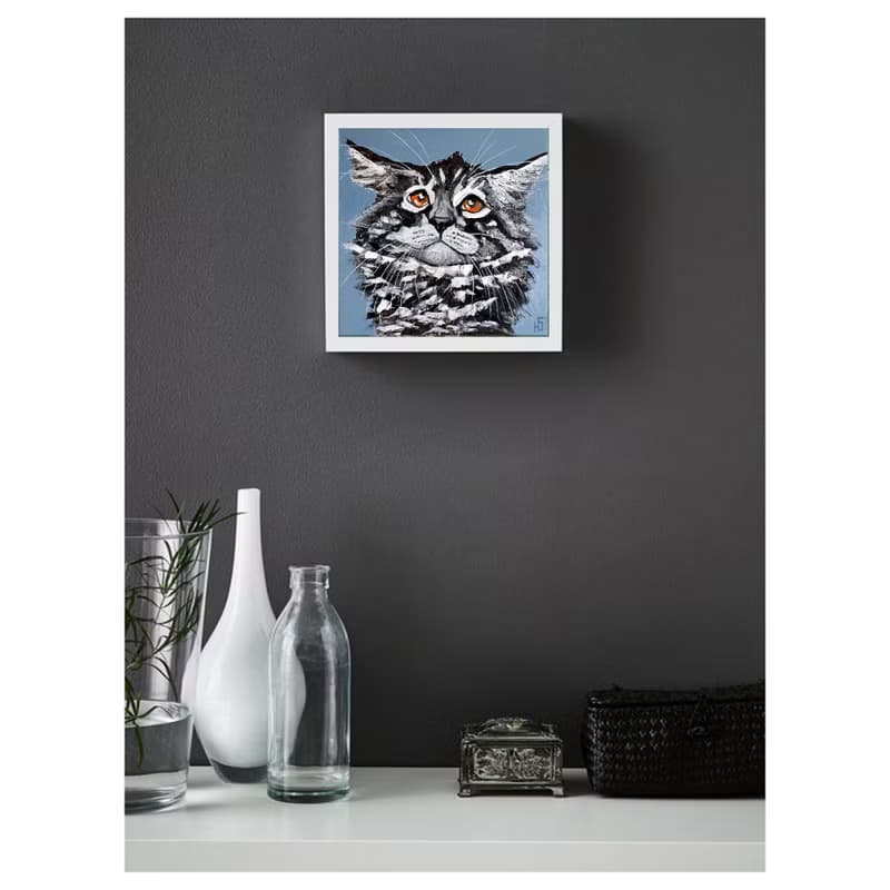 Maine Coon Cat Painting Original Art, Funny Pet Portrait, Tabby Cat Wall Art
