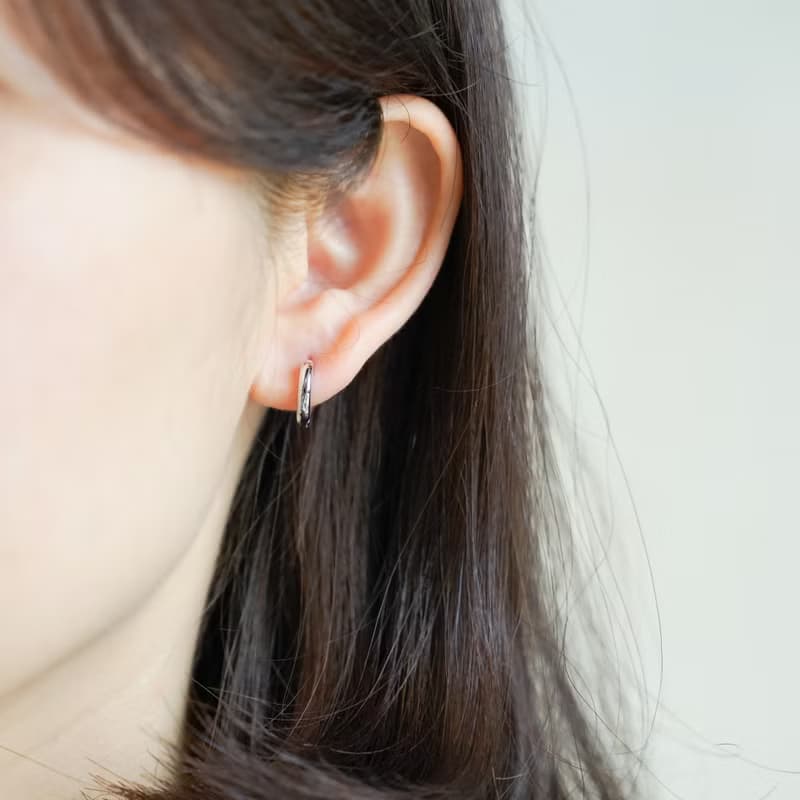 極簡加厚款 圓圈開合易扣耳環 925純銀鍍白k