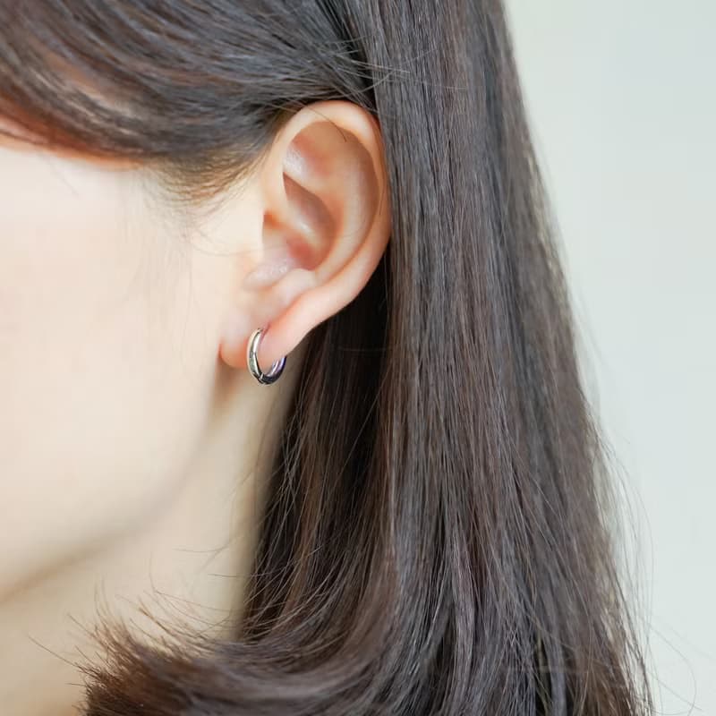 極簡加厚款 圓圈開合易扣耳環 925純銀鍍白k