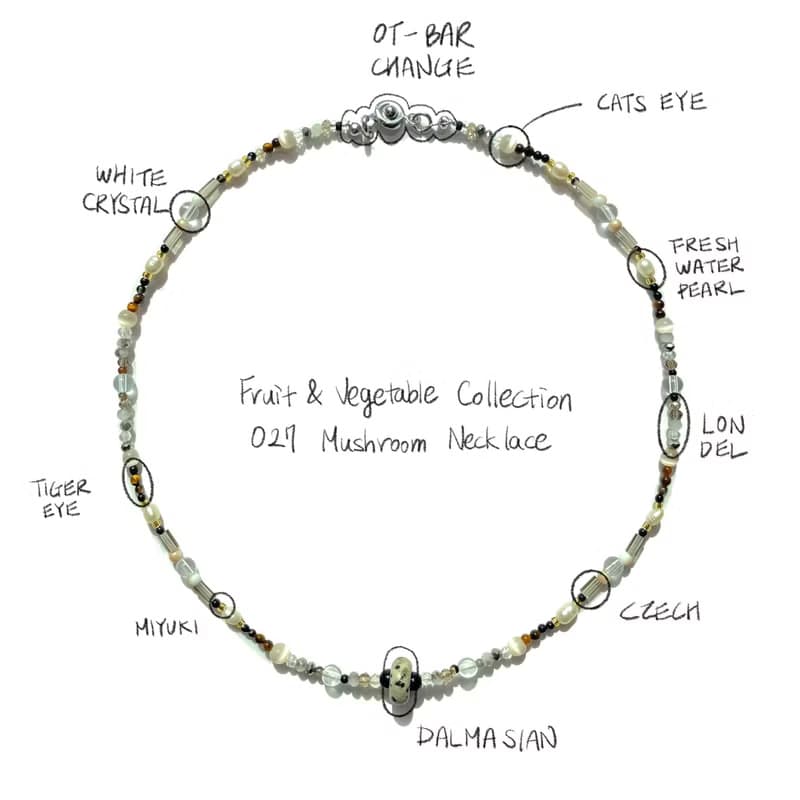 Fruit & Vegetable Collection - 027 Mushroom Gemstone Necklace