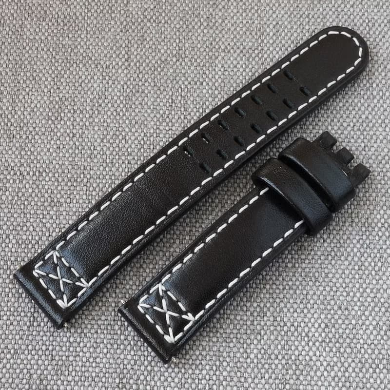 Black watch strap for Hamilton, watchband genuine leather, handmade