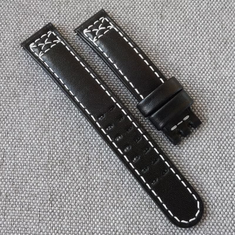 Black watch strap for Hamilton, watchband genuine leather, handmade
