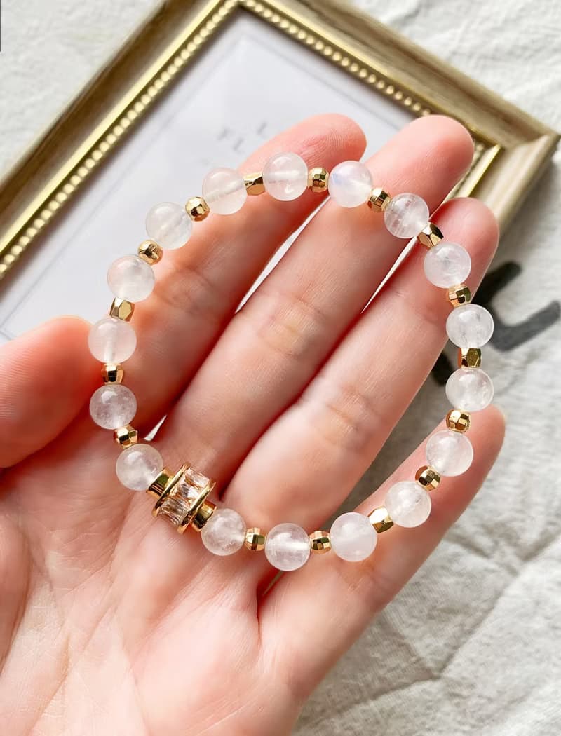 藍暈白月光石 手作設計款能量水晶手鍊