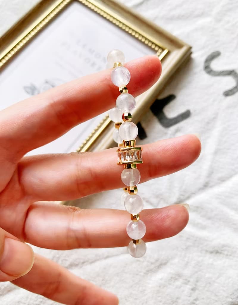 藍暈白月光石 手作設計款能量水晶手鍊