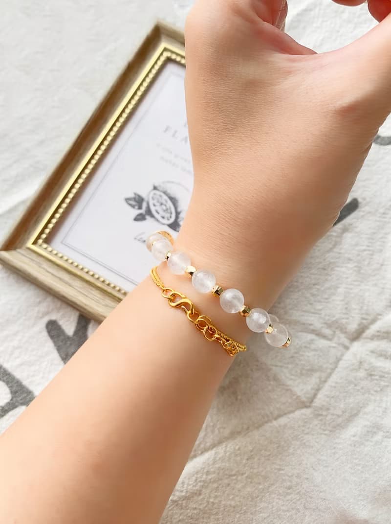 藍暈白月光石 手作設計款能量水晶手鍊