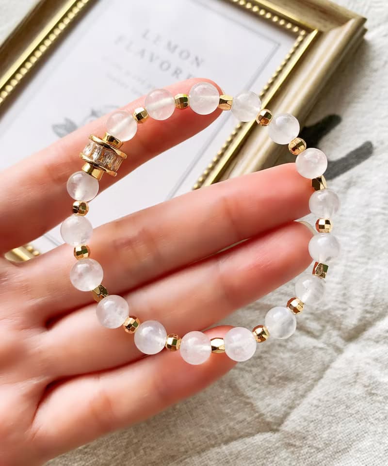 藍暈白月光石 手作設計款能量水晶手鍊