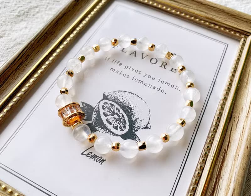 藍暈白月光石 手作設計款能量水晶手鍊