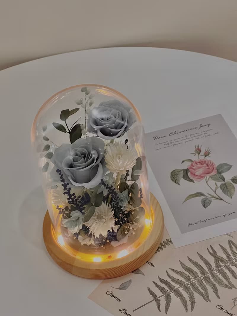 Rosemary靜靜的守護(原木夜燈)永生花/情人節/生日/畢業禮物
