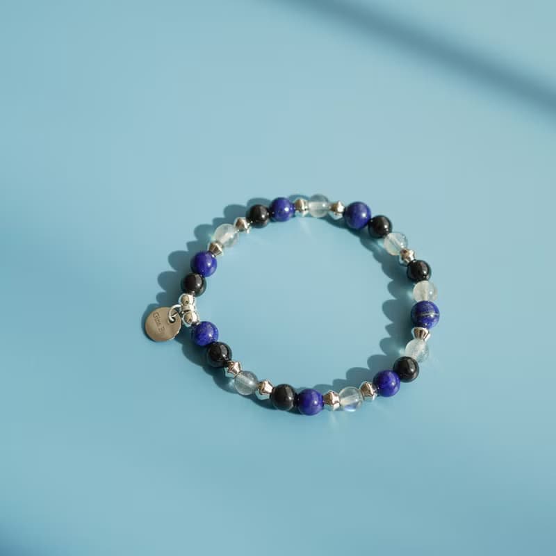 青金石黑碧璽拉長石14KGF手鏈