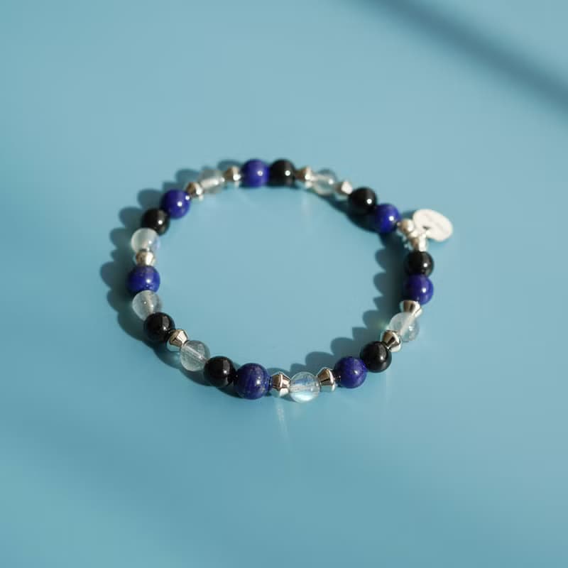 青金石黑碧璽拉長石14KGF手鏈