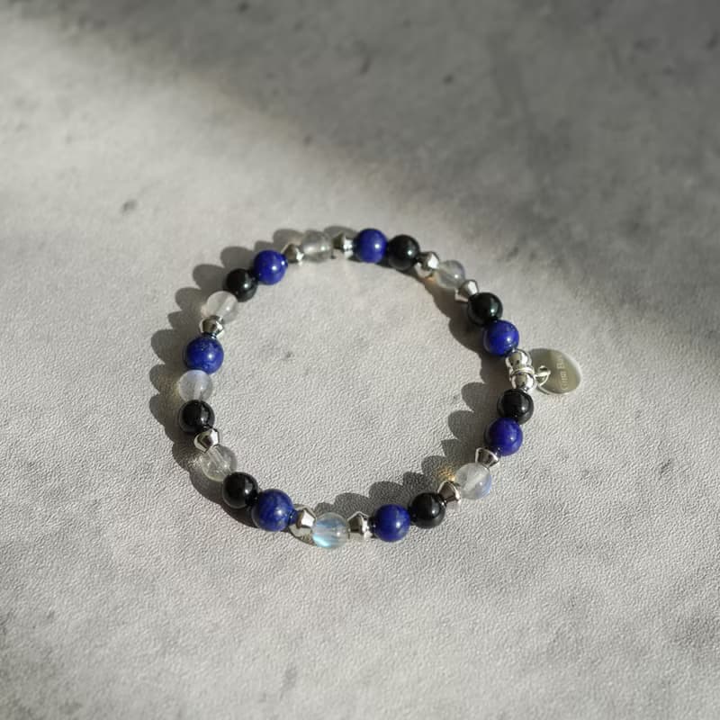 青金石黑碧璽拉長石14KGF手鏈