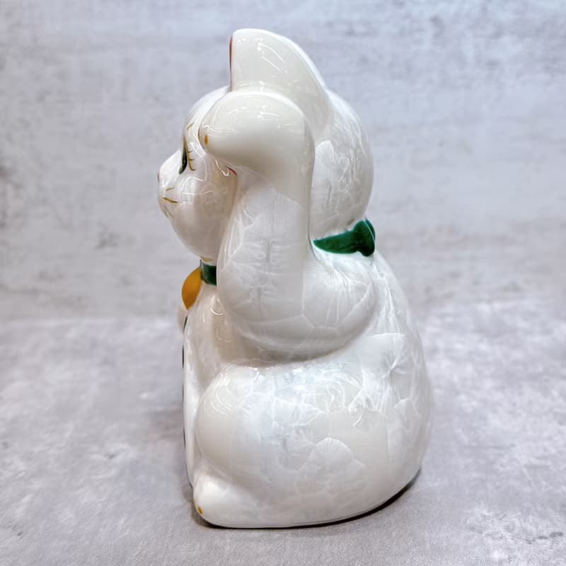 【晶櫻納寶】日本清水燒招財貓 | 花結晶 白 - 千万両 左