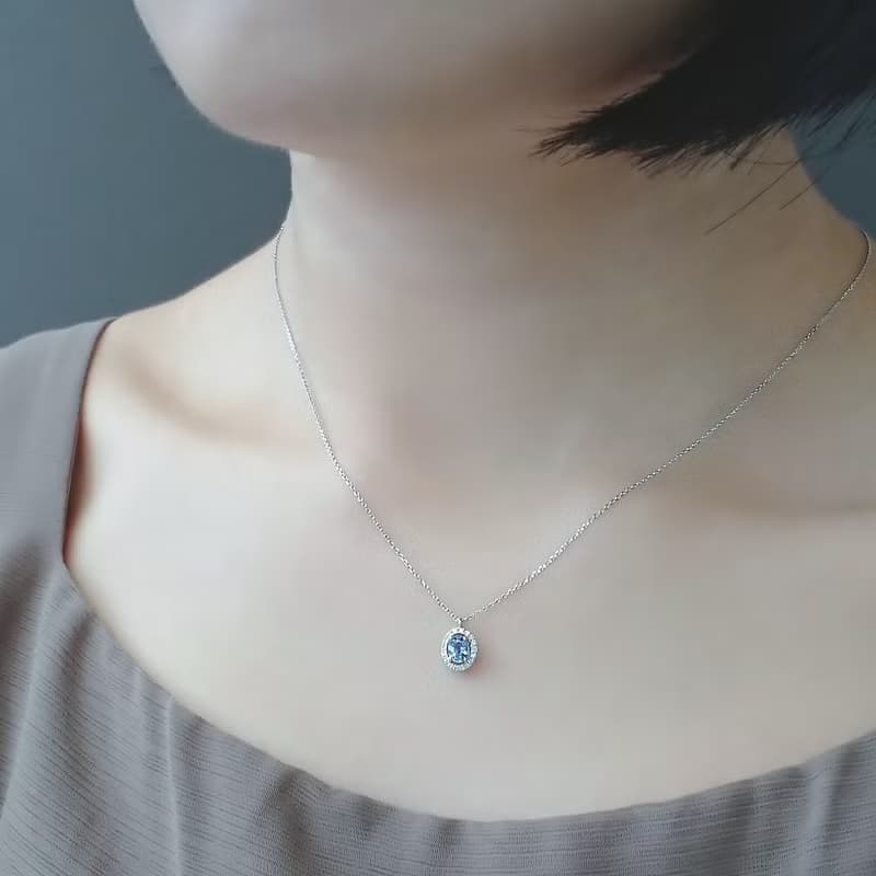 現貨特惠 | 天然藍寶 紅寶 橢圓切割 微鑲鑽石 純 18K 金裸感項鍊