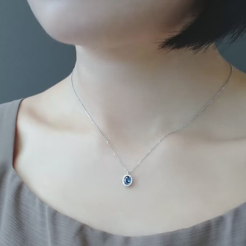 現貨特惠 | 天然藍寶 紅寶 橢圓切割 微鑲鑽石 純 18K 金裸感項鍊