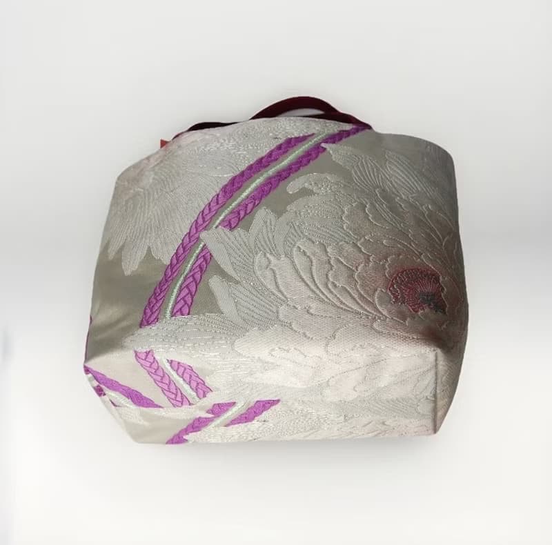 獨一無二真絲和服袋帶托特包, 日本手工刺繡升級改造包, 和風藝術