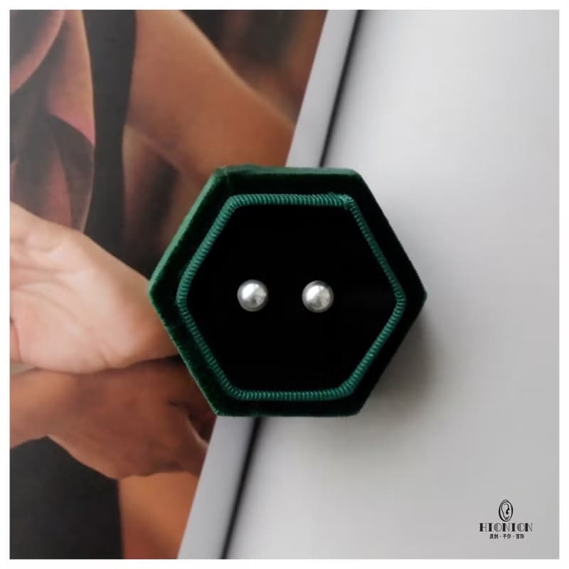 Hi Onion天然akoya真多麻灰藍色珍珠百搭純銀耳釘高性價比