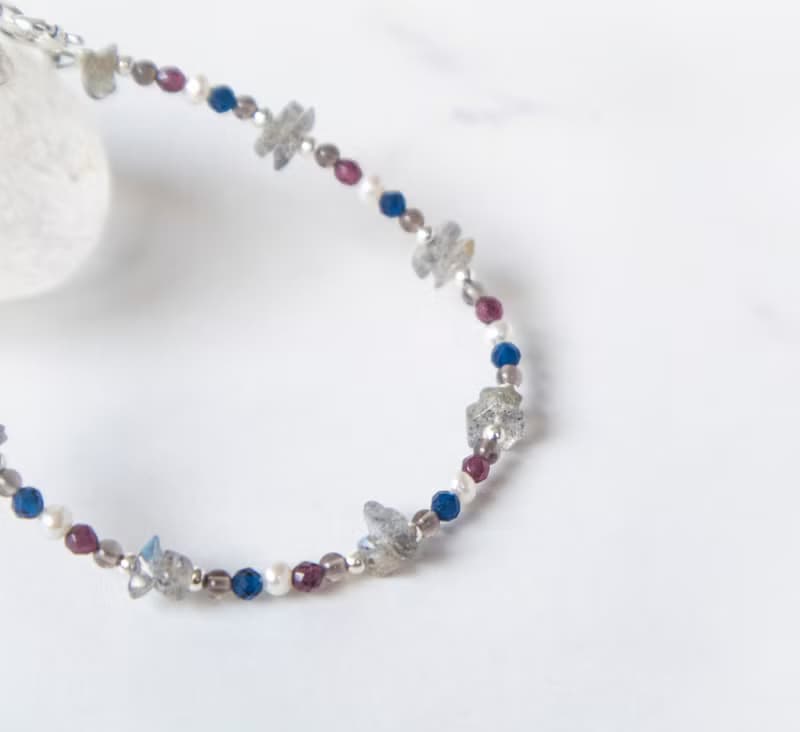 找它 / 永生花 - 月光石 紅石榴 藍尖晶 925銀手鍊 天然石 串珠