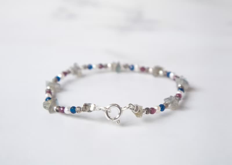 找它 / 永生花 - 月光石 紅石榴 藍尖晶 925銀手鍊 天然石 串珠