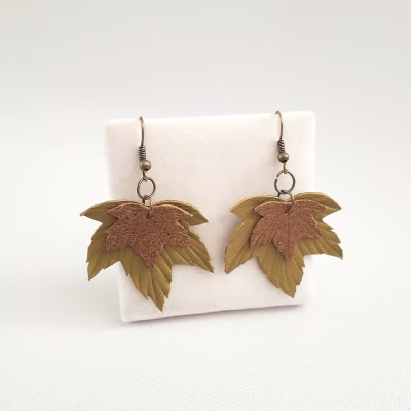 耳環 bronze color leather earrings for her Leather women's jewelry