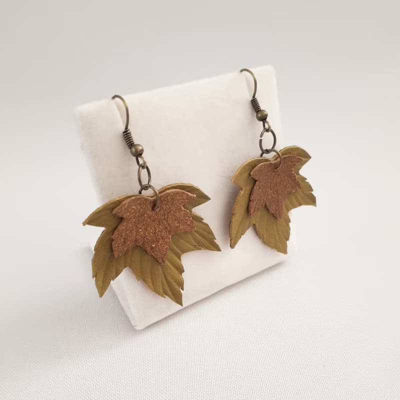 耳環 bronze color leather earrings for her Leather women's jewelry