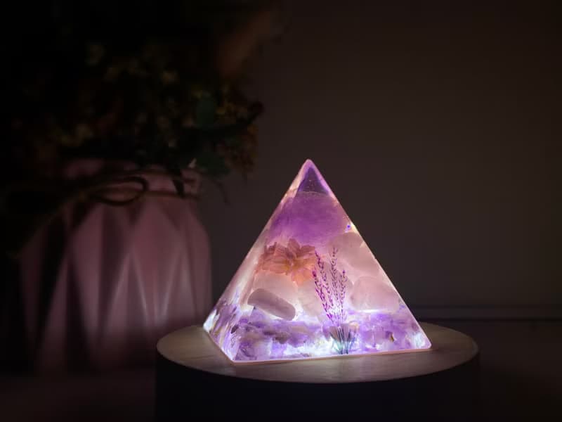 薰衣草紫水晶小夜燈 天然石氣氛燈 手作禮品 居家擺飾