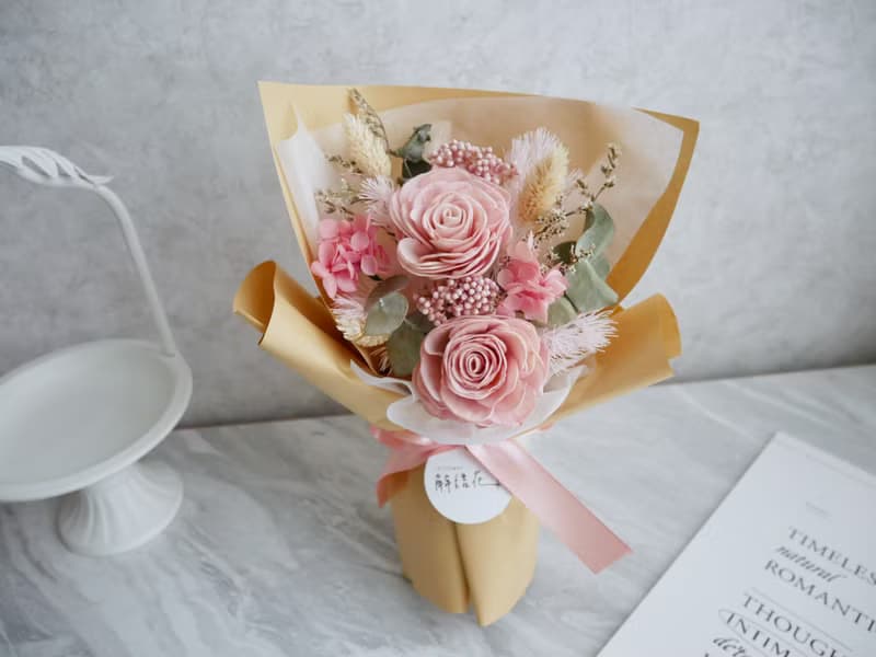 中小型乾燥花束【花漾-橘黃】女友/生日/七夕情人節/告白/畢業季