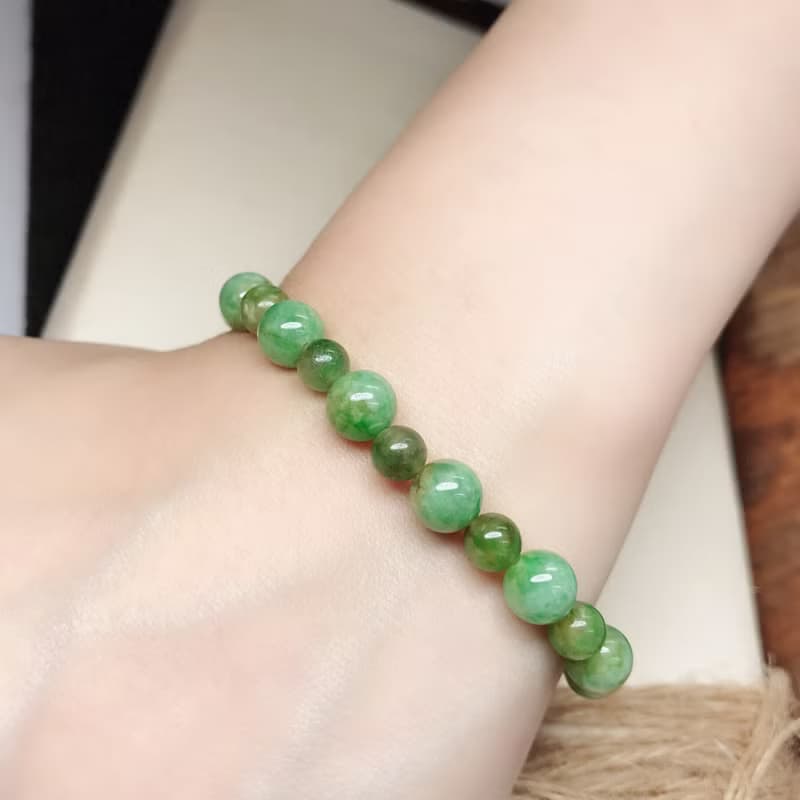 飄綠花翡翠手珠 | 天然緬甸玉A貨翡翠 | 送禮