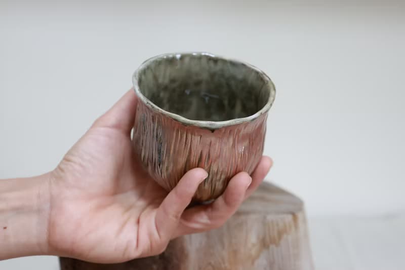 柴燒手捏小茶碗/青瓷握杯/品茗杯/200ml/瀧間拾光