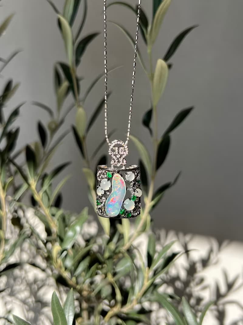 Natural Water Jelly Opal Pendant Necklace